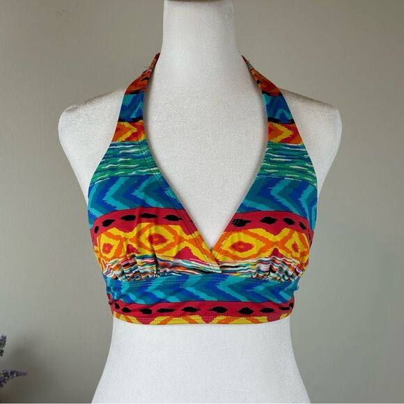 Anne Cole Geometric Signature Halter Bikini Top - Size Medium - no pads - Picture 1 of 6